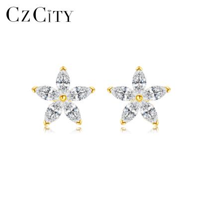 China Low Moq Korea Design Women's Small CZCITY Sterling Silver Stud Earring 925 Gold Cute Cute Girl Earring for sale