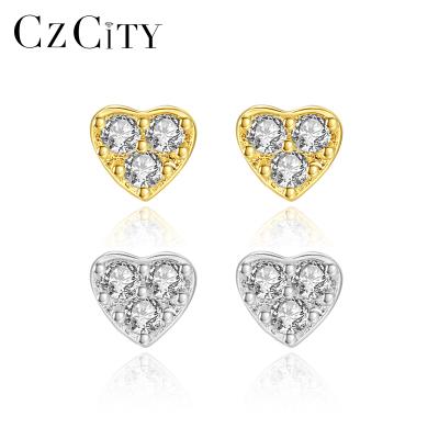 China CZCITY Cute Baby Jewelry 925 Sterling Silver Cubic Zironica 2021 Trend Stud Earrings Set Heart Earrings for sale