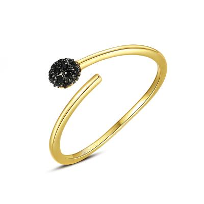 China CZCITY New Sample FANCY TRENDY Black CZ Rings 925 Sterling Silver Gold Plated For Women for sale