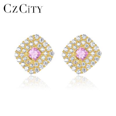 China Wholesale CZCIT FASHIONABLE high fashion gold jewelry pink stud earrings for girls for sale