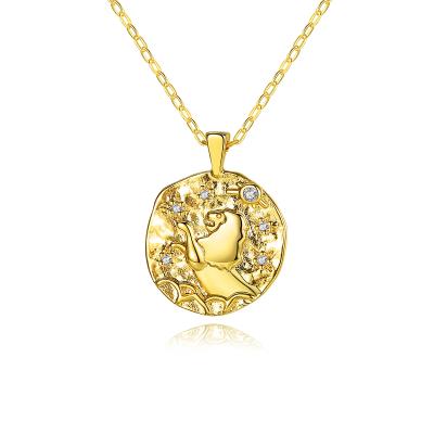 China FASHIONABLE Zodiac Coin Symbol Constellations Necklace LUOTEEMI Zodiac Pendant Necklace Zodiac Pendant Necklace for sale