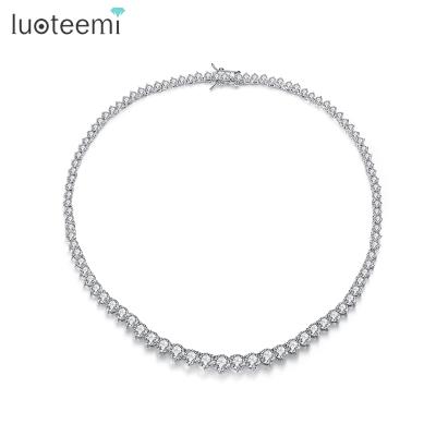 China LUOTEEMI Diamond Initial Necklace Cubic Zircon FASHION CZ Tennis Chain Necklace for sale