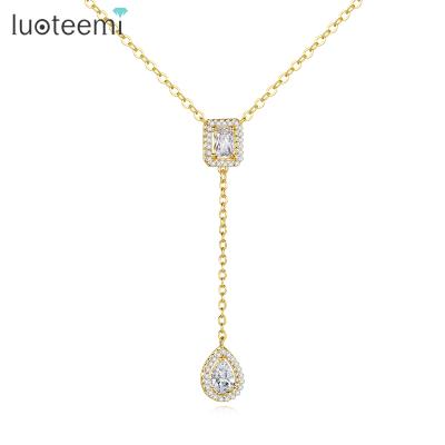 China LUOTEEMI FASHIONABLE hot sale CZ Diamond Pendant Necklace 18K gold plated necklace jewelry for gifts party for sale