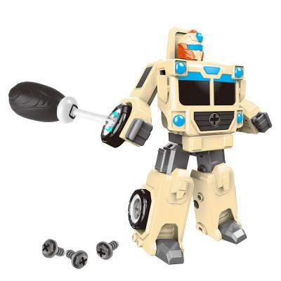 China DIY TOY Educationkl Assembled Truck DIY Plastic Military Robot Radar Cartoon Deformable Toys For Children for sale