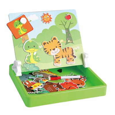 China Educational Animal Land Magnetic Puzzle Game Toys Early Children Cognitive Magnetic 3D Puzzle and Notepad Toys for sale