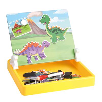 China Educational Toy Dinosaur Paradise Educational Jigsaw 3D Animal Puzzle Magnetic Doodle Board Drawing Puzzle For Kid for sale