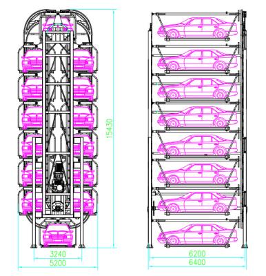 China Mechanical Vertical Rotary Parking System 8 Layers Rotary Smart Parking System for sale