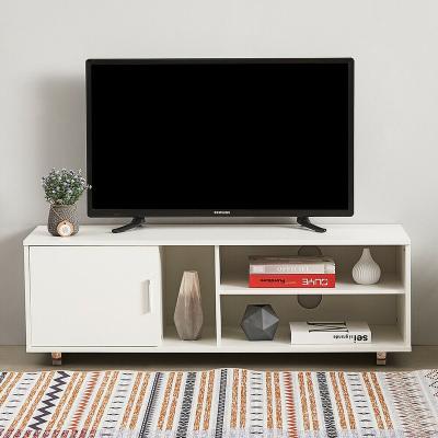 China Environmental Friendly Modern Simple White 2 Shelves Media Entertainment Unit Lowboard TV Unit Stand Wood Cabinet For Home for sale