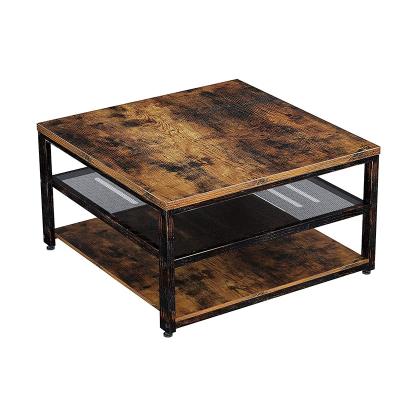 China Modern 3 Tier Adjustable Wood Center Table Square (Height) Coffee Table Tea Table Living Room Furniture for sale