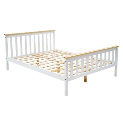 China Modern Simple Pine Solid Wood Beds Frame Design Double Beds Single Beds for sale