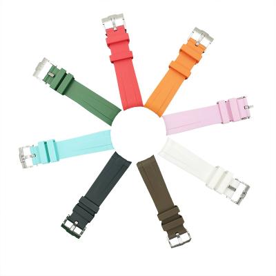 China For Most Interface Clock 20mm 21mm 22mm Flat Silicone Watch Band For Rolex Curved End Dive Rubber Watch Strap For Omega Watch Accessories for sale