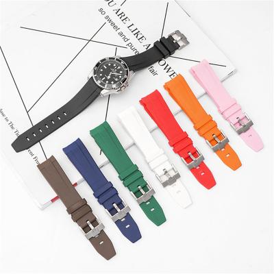 China For Most Interface Clock 20mm 21mm 22mm Flat Silicone Watch Strap Curved End Dive Band For Omega Watch Accessories For Rolex for sale