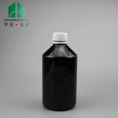 China 32oz/1000ml Medicine PET Oblique Shoulder Amber Bottles Laboratory Bottles For Oral Liquid Medicine for sale