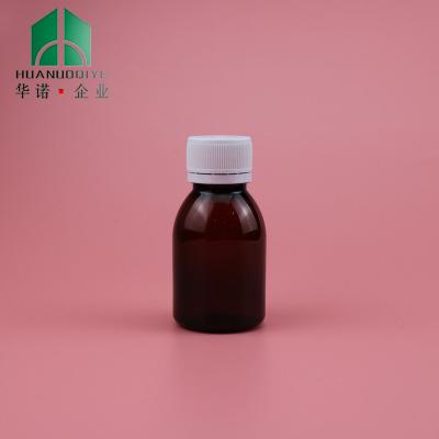 China Medicine 60ml ungraduated amber plastic pet oral liquid bottles with tamper proof lid for sale