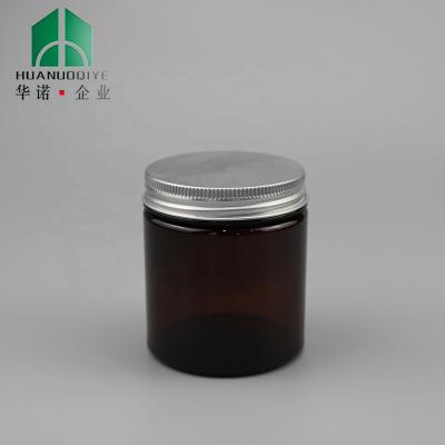 China 180g Canned Food Amber Cosmetic Wholesale PET Packaging Container 6OZ Plastic Jars With Aluminum Lid for sale