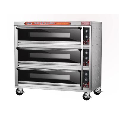 China Commercial Professional 3-Layer Bread and Cake Baking Oven Steam 9-Tray Electric Control Kitchen Appliances Bakery Deck for sale