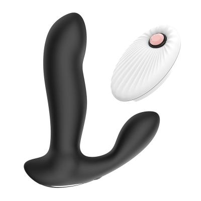 China Silicone Men's Prostate Massager Vibration Remote Control USB Tapping Front And Back Fixing Radio Charging Adult Toys for sale