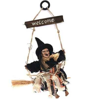 China Cafe Decoration Halloween Ghost Festival Bar Vintage Hanging Witch Ornaments Sweep Haunted House Layout Props KTV Decorations for sale