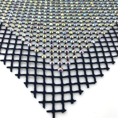 China Breathable Rhinestone Premium Net Rhinestone Crystal Mesh Fabric For High Heel Shoes for sale