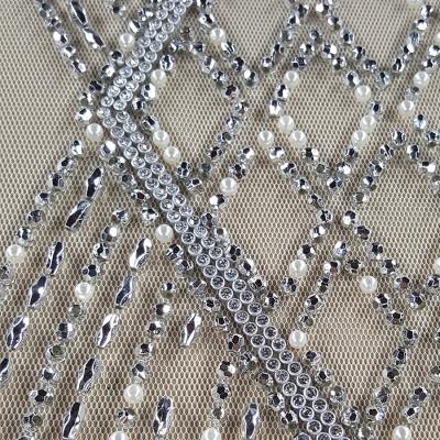 China Custom Beaded Patch Appliques For Dresses Or Lace Fabric Customized for sale