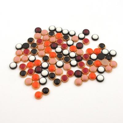 China Wholesale Flatback Enamel Resin Epoxy Edged Cabochons Loose Hotfix Rhinestones for sale