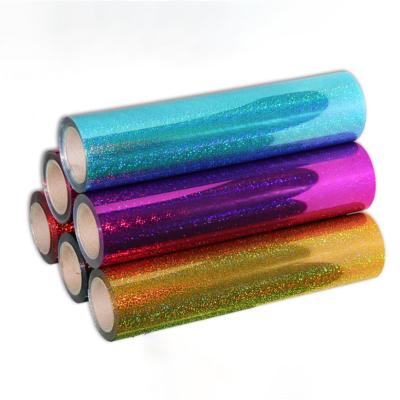 China Apparel Pet Metallic Heat Transfer Film Hologram HTV Vinyl Roll For Garment for sale