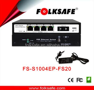 China POE Folksafe 4 poe port unmanaged switch 60W/120W IEEE802.3af/at for sale