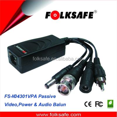 China ABS engineering plastic housing famous brand FS-HD4301VPA, HD passive video power audio balanced transformer over UTP cable, HD Folksafe passive balanced transformer for sale