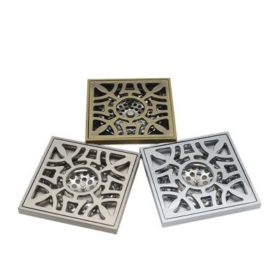 China Modern 4-Inch Square Shower Drain Removable Quadrilateral Pattern Cover for Hotel Bathroom Basins for sale