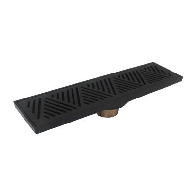 China Punch Black Anti-Sand Square Bathroom Floor Drain Cover Metal Brass Floor Drain for Basin for Hotels for sale