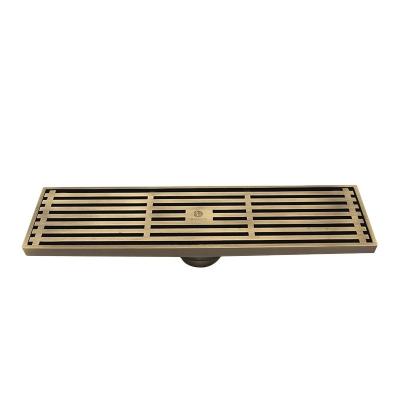 China Rectangular Long Brass Floor Drain Insert for Bathroom Shower for Hotel Use for sale