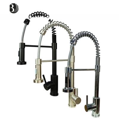 China Hot Cold Water Function Matte Black Kitchen Faucet with Pull Out Sprayer Modern Design for sale