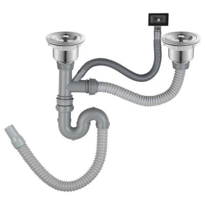 China Modern Design PVC Stainless Steel Pipe Equipment Drainer Siphon Kitchen Sink Water Drain Tank for Basin for Bathroom Application for sale