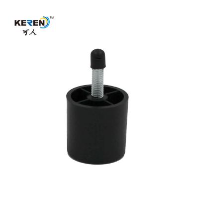 China KR-P0123 Modern Plastic Furniture Legs Replacement , Black Adjustable Sofa Legs 40mm for sale