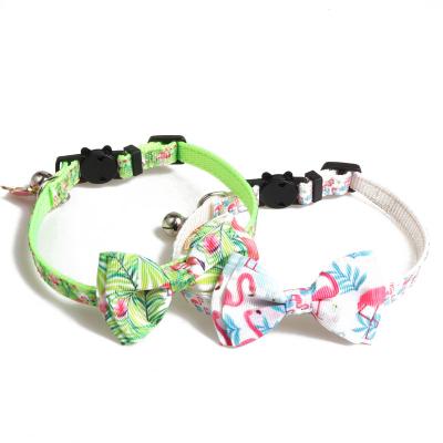 China New Design Flamingo Bow Tie Amigo Adjustable Loose Buckle Kitten Cat Collar Pet DETACHED Nylon Collar Safety for sale