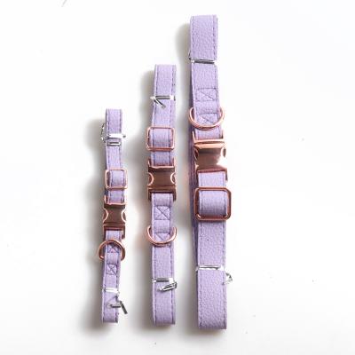 China Amigo New Design Personalized Soft PU Leather Dog Collar Rose Gold Metal Buckle Macaron Luxury Colors Pet Collar for sale