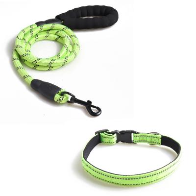 China Amigo New Design Sustainable Strong Durable Pet Training Walking Leash Dog Collar Reflective Multicolor Nylon Adjustable Leash for sale