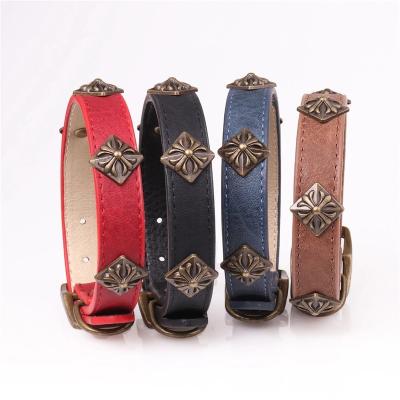 China Viable Factory Wholesale Pets Accessories Amigo Premium Quality Color Custom Soft Padded Hardware Leather Luxury Copper Dog Collar for sale