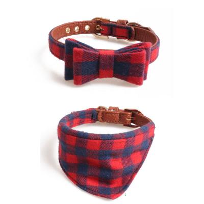 China Wholesale Viable Luxury Leather Bowtie Metal Buckle Pet Dog Collar Low Amigo Dog Collar for sale