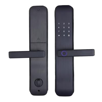 China Aluminum Alloy Factory Price Tuya WiFi App Lock Biometric Fingerprint Door Handle Digital Keyless Lock Smart Door Lock for sale