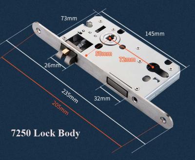 China European Smart Lock 7250 Stainless Steel Lock Body Mortise for sale