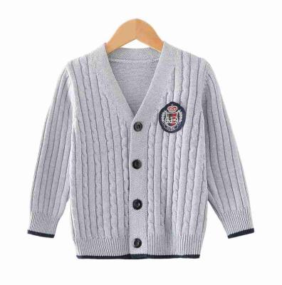 China 2022 anti-shrink new latest design polyester cotton v-neck winter knitted boys sweater for boy for sale