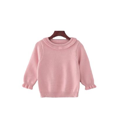 China 2022 Top Selling New Autumn Anti-Shrink Girls' Top Core Spun Yarn Round Neck Children's Sweater Children's Girls Lace Up Neck Sweater OEM/ODM for sale