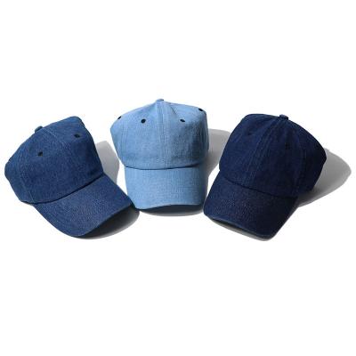 China JOINT 6 Panel Plain Blue Jeans White Denim Hat Unisex Custom Baseball Cap for sale