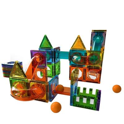 China DIY PLAY 2022 Hot Selling 69pcs ABS Plastic Tile Marble Race Magnetic Toy for sale