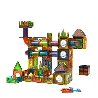 China DIY TOY 200pcs PULL BACK Magnetic Marble Run Toys Building Blocks Kit For Kids for sale