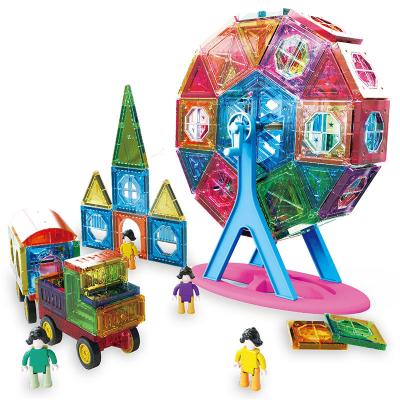 China Hot Selling 120pcs Early Education Magnet Tile Building Blocks With Ferris Wheel for sale