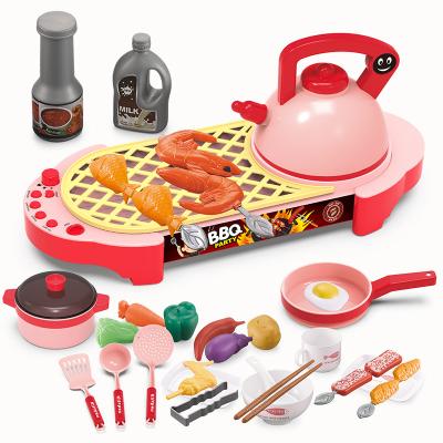 China New Product Kids Toy Preschool Toy 36PCS Small Kitchen Set Pretend Play Cooking Toy Set with Sound and Music Sprayers for sale