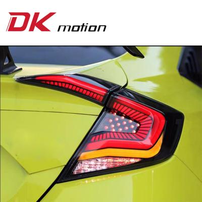 China shockproof & Waterproof DK Motion Modified Smoke Red Tail Lamp Led Tail Lights For Honda Civic 2016 2017 2018 for sale