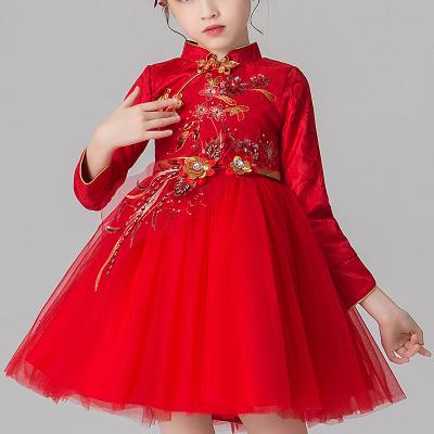 China Hot Sale Fashion Breathable Bridesmaid Dress Kids Clothes Princess Party Birthday Wedding Chinese Style Girls Dress for sale